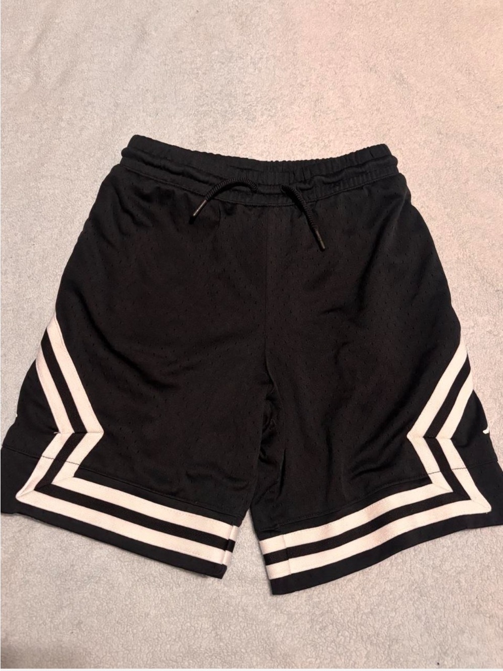 Jordan Black Athletic Mesh Shorts with White Chevron Stripes